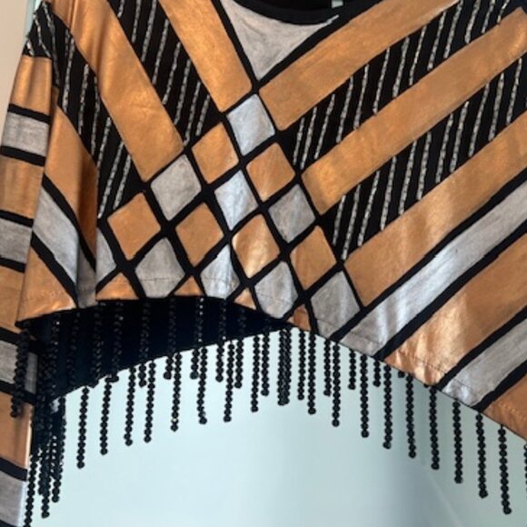 Hand painted Shawl/Poncho with sequins and beads, Small - Medium - Picture 6 of 8